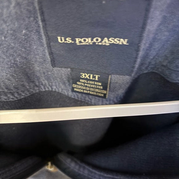 U.S. Polo 3XLT Navy Pull Over Cotton Blend 1/4 Zip Ribbed LS Pony Logo - Picture 3 of 15